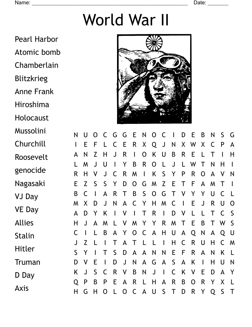 World War II Word Search WordMint World War II Word Search WordMint