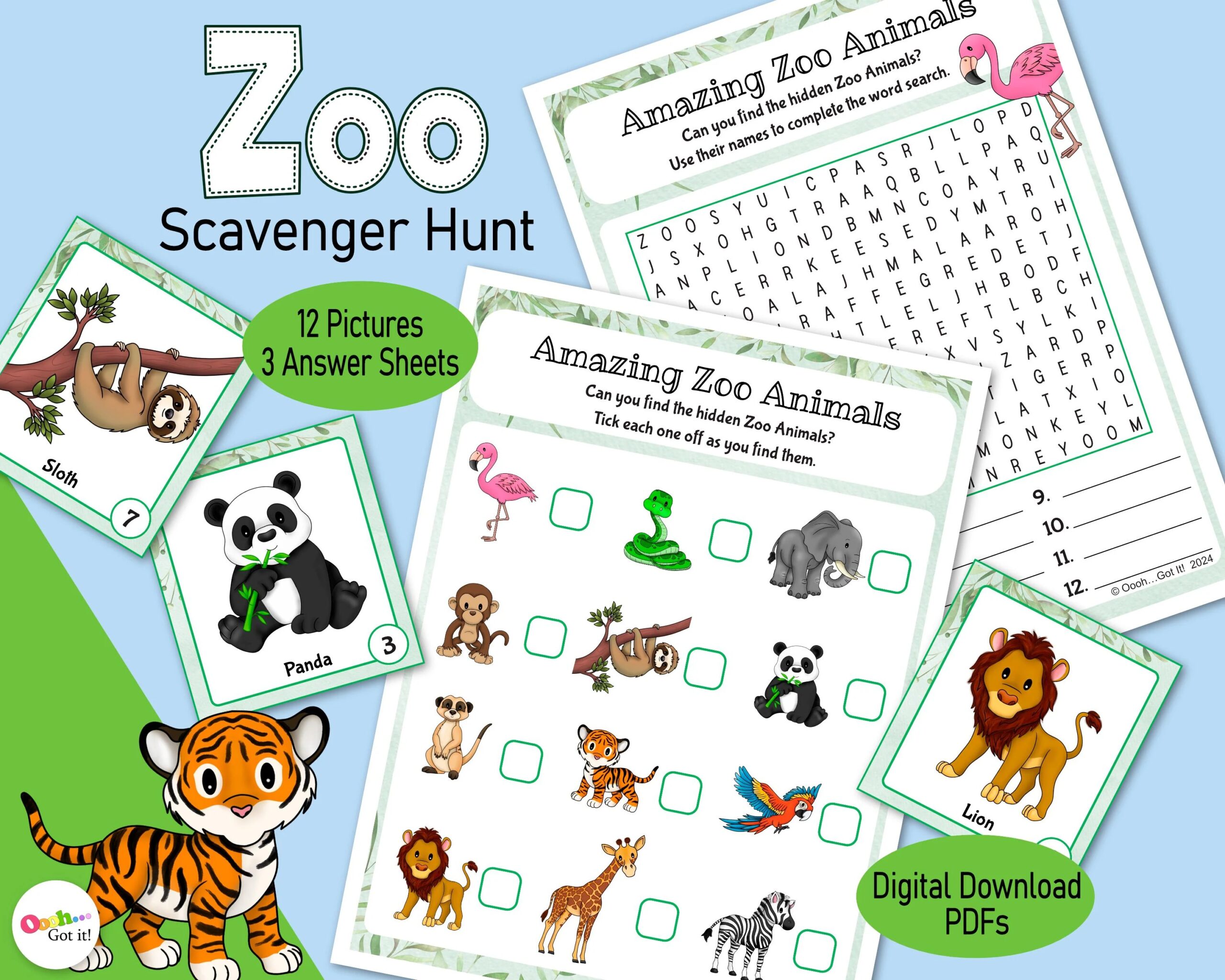 Zoo Word Search Free Printable