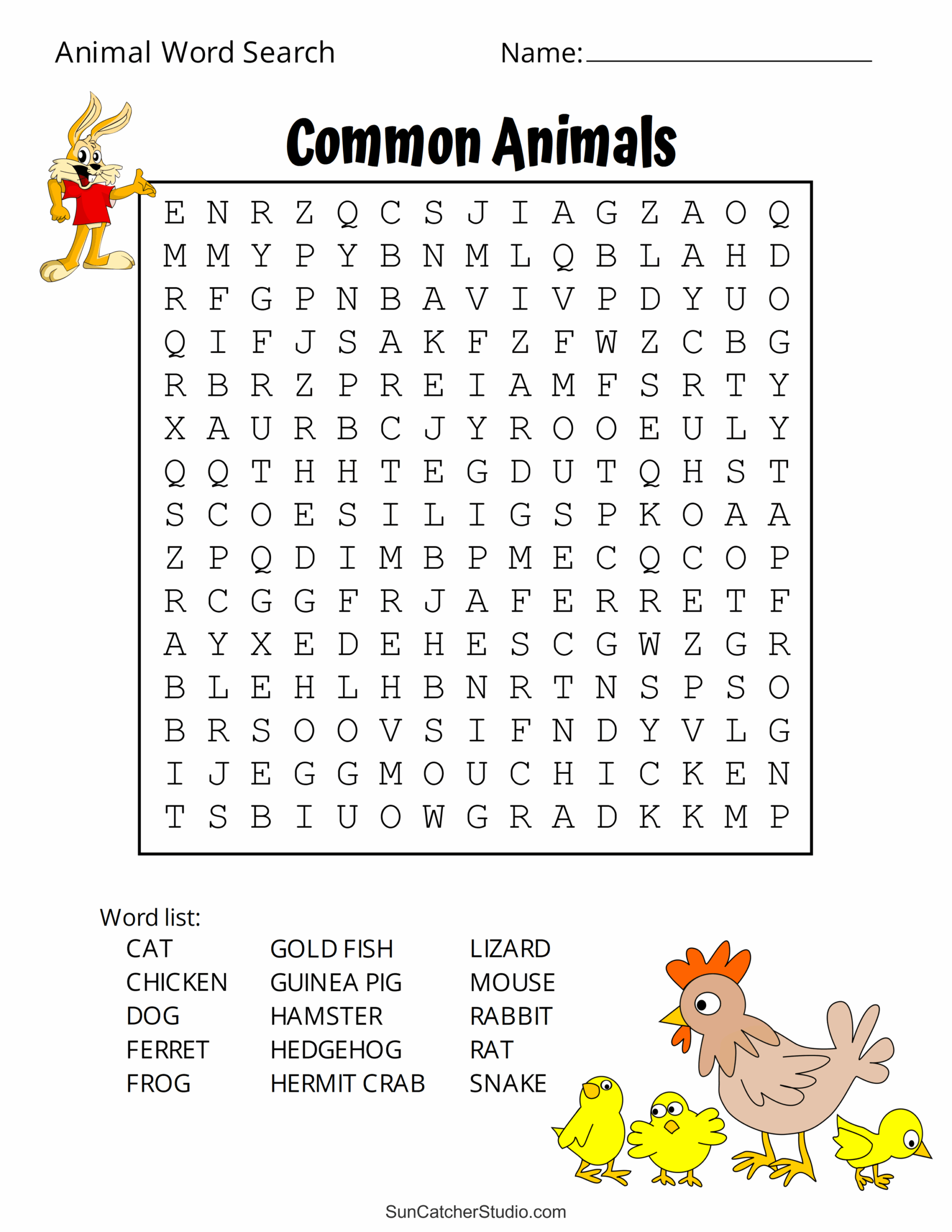 Printable Word Search Puzzles For Kindergarten
