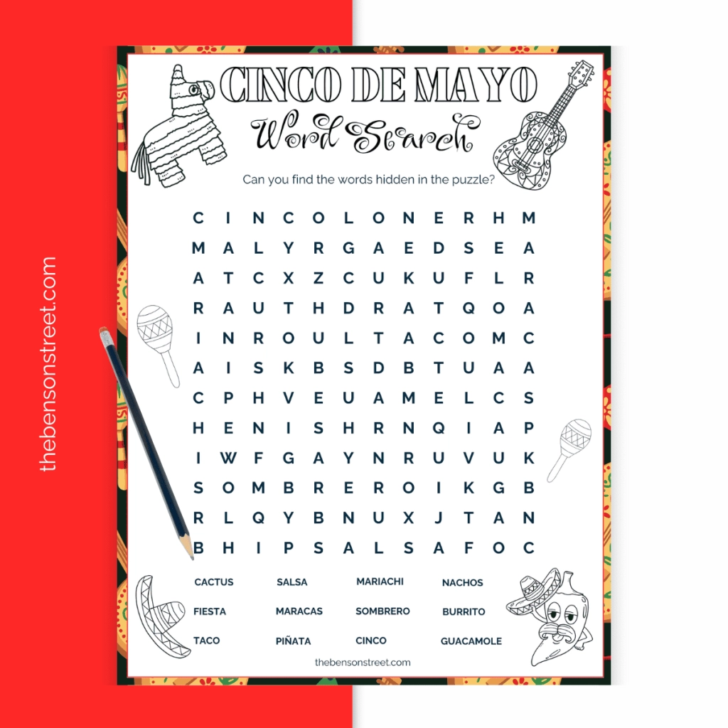 Cinco De Mayo Word Search Free Printable For Kids The Benson Street