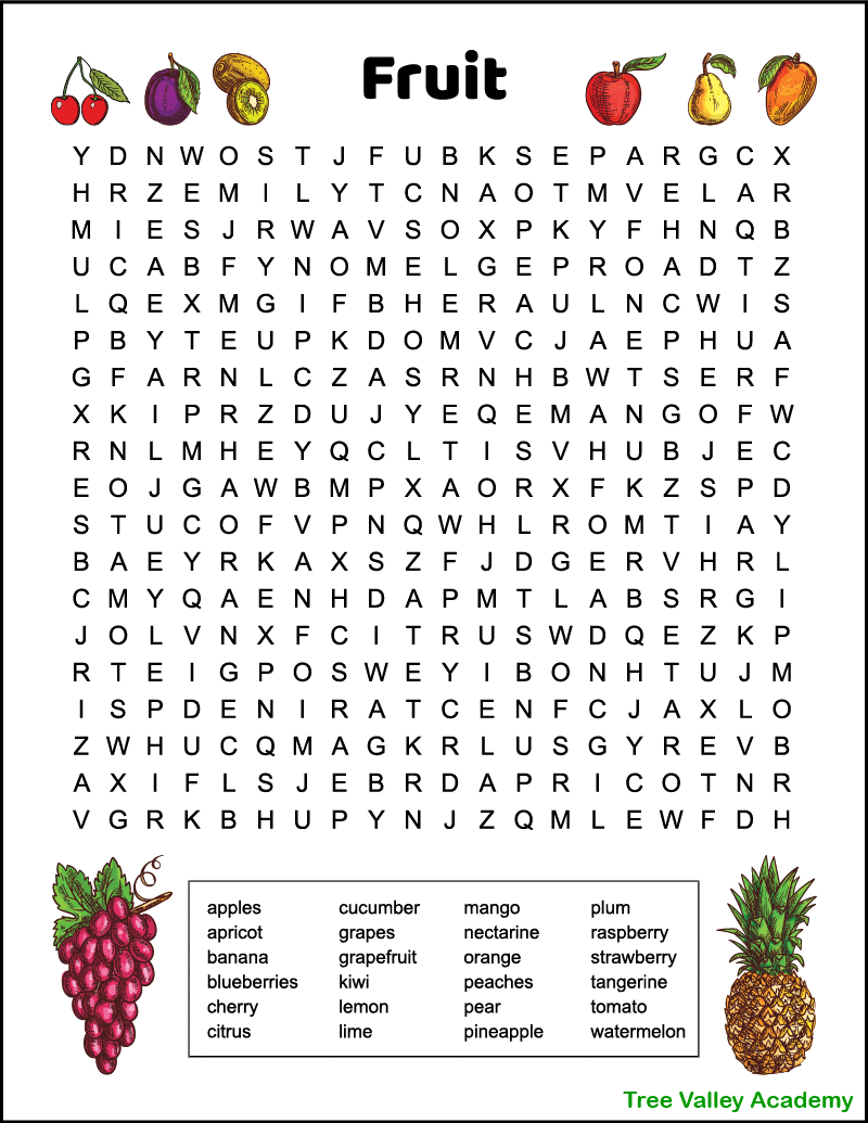 Printable Word Search Puzzles For Kids
