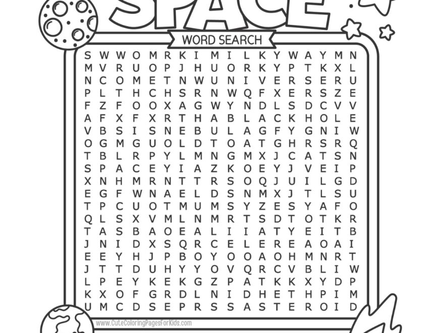Free Printable Space Word Search For Kids Cute Coloring Pages For Kids
