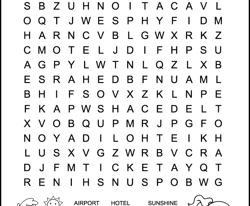 Printable Vacation Word Search For Kids Tree Valley Academy