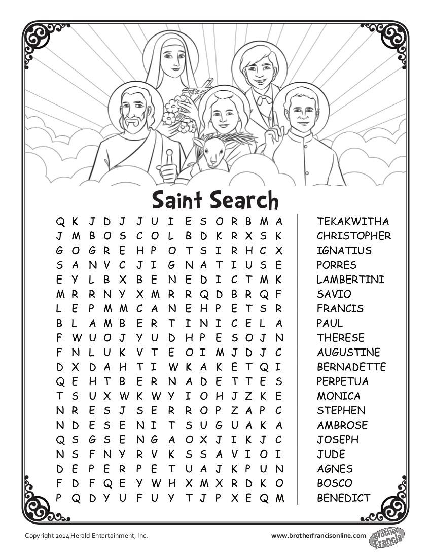 Real Life At Home Catholic Word Search Printable