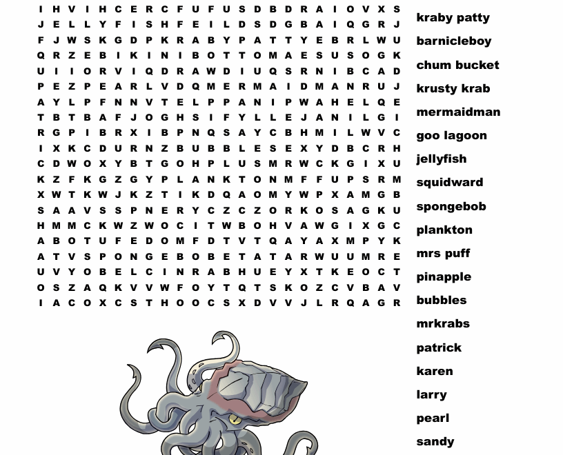 Spongebob Squarepants Word Search WordMint