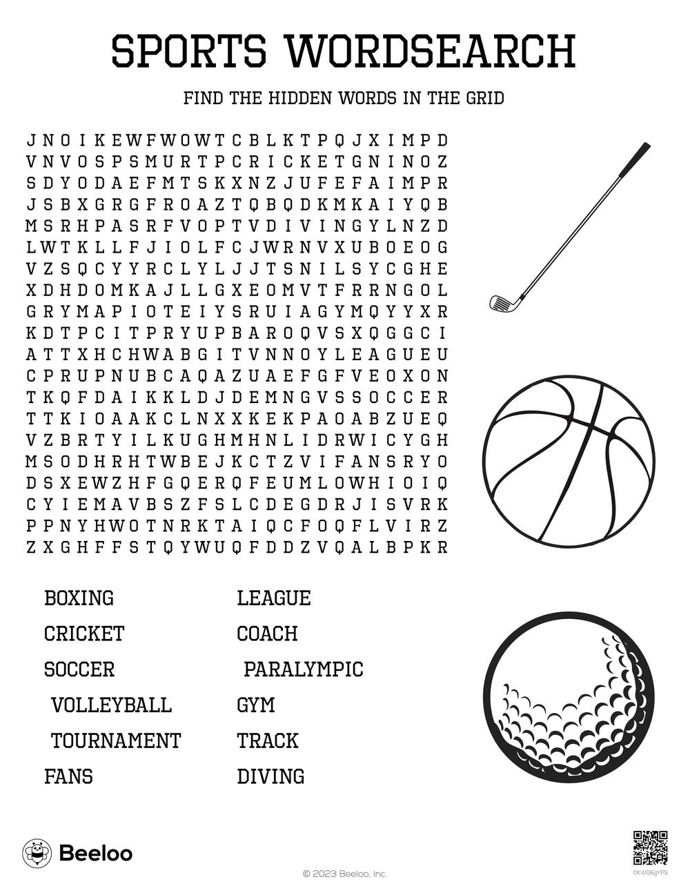Sport Word Searches Printable