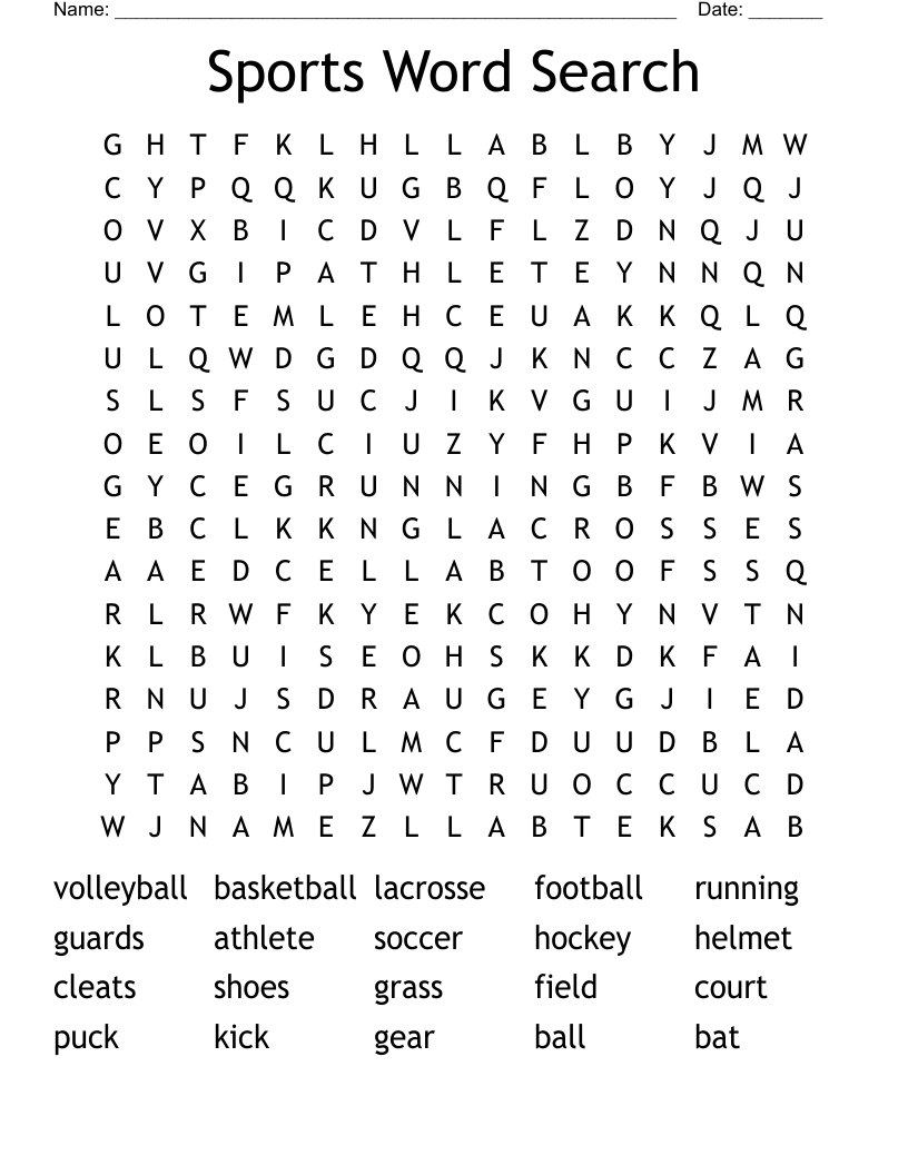 Sports Word Search WordMint