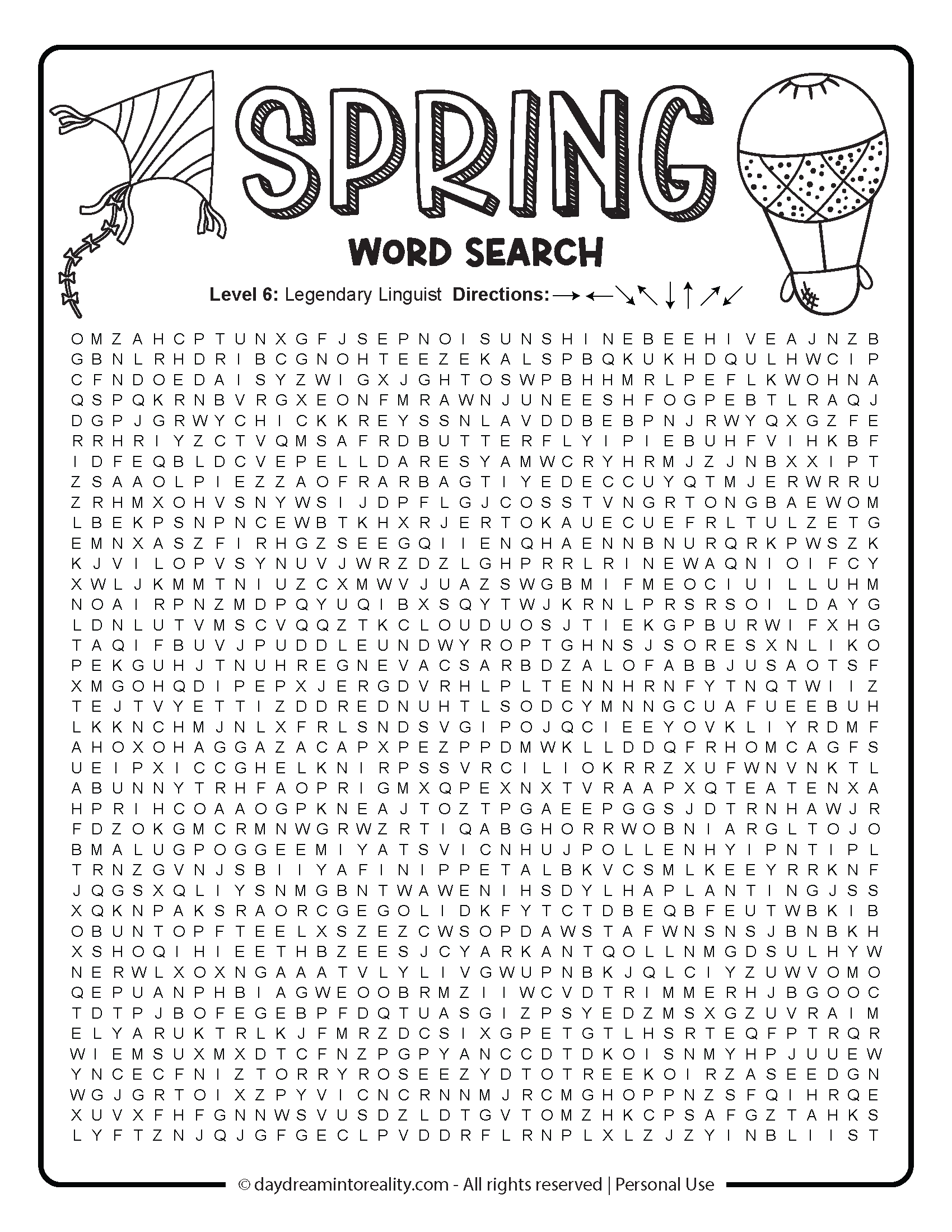 Spring Word Search Printable Difficult