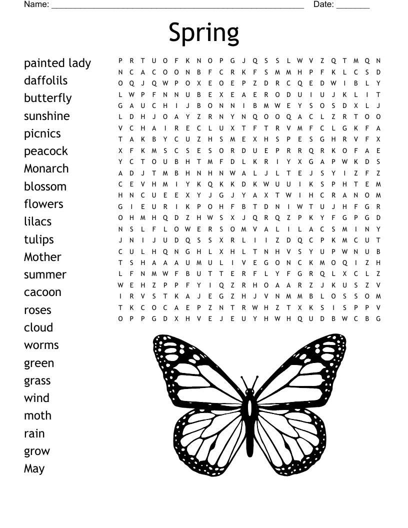 Spring Word Search Printable For Kids
