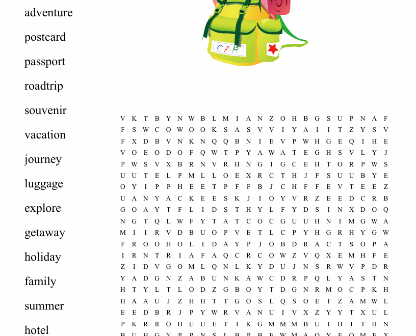 Travel Word Search WordMint