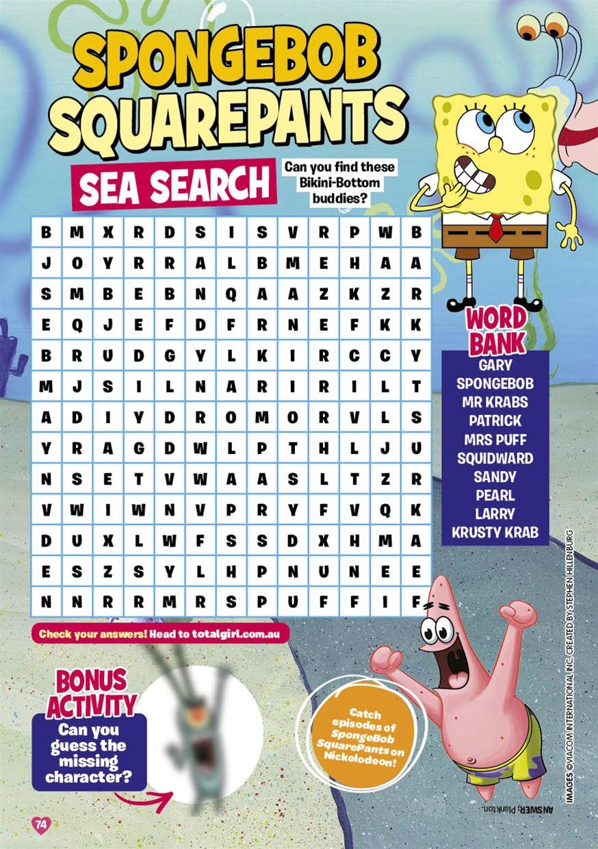 Try This Spongebob Squarepants Word Find Total Girl