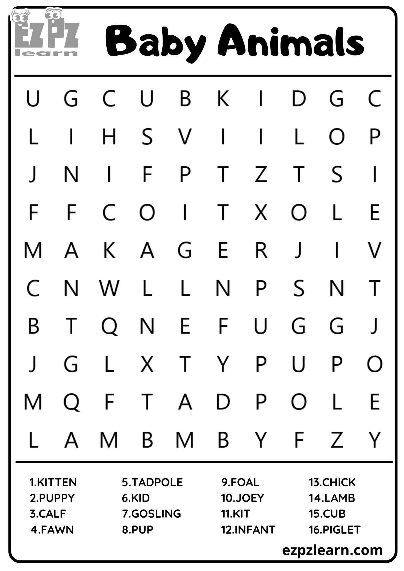 Word Search Ezpzlearn
